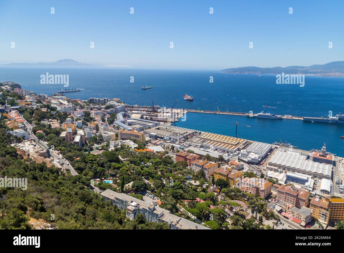 Gibraltar vue depuis le haut du Rocher Banque D'Images