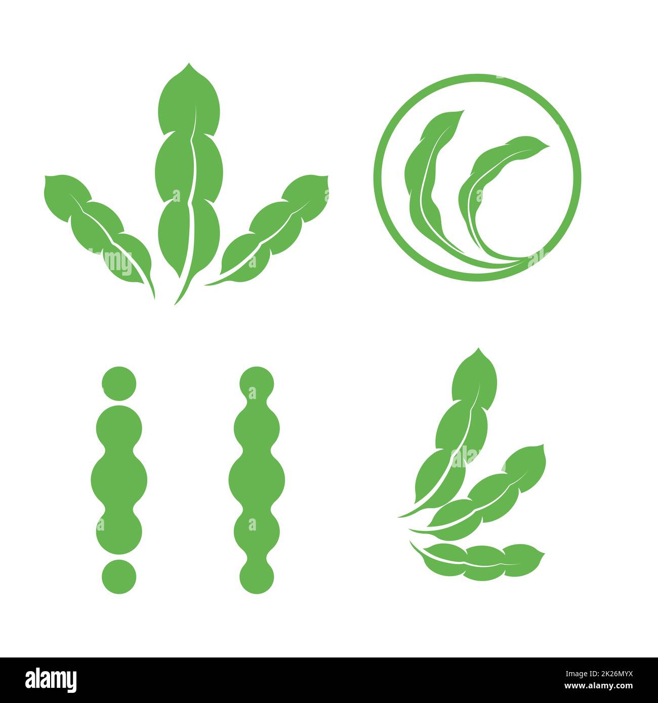 Ensemble de feuilles vert isolés logos. Logotype éléments végétaux collection. Signe de produits naturels. Symbole de la feuille. Icône d'herbes médicinales. Vector illustration. Banque D'Images
