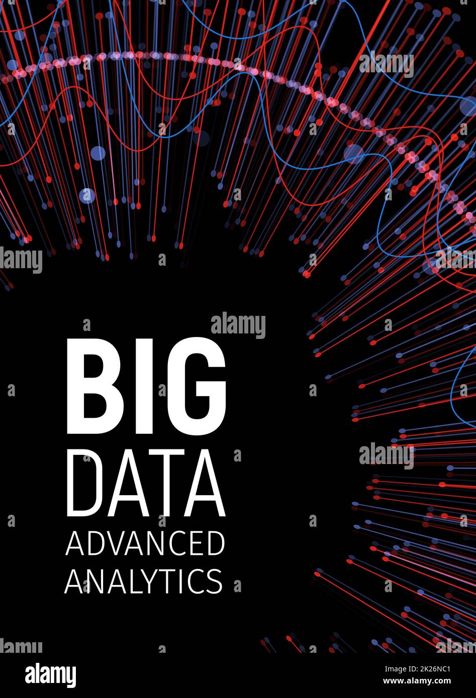 Fractales d'énergie visuelle Big Data. Infographie sur les réseaux technologiques. Conception de l'analyse des informations. Illustration vectorielle. Banque D'Images