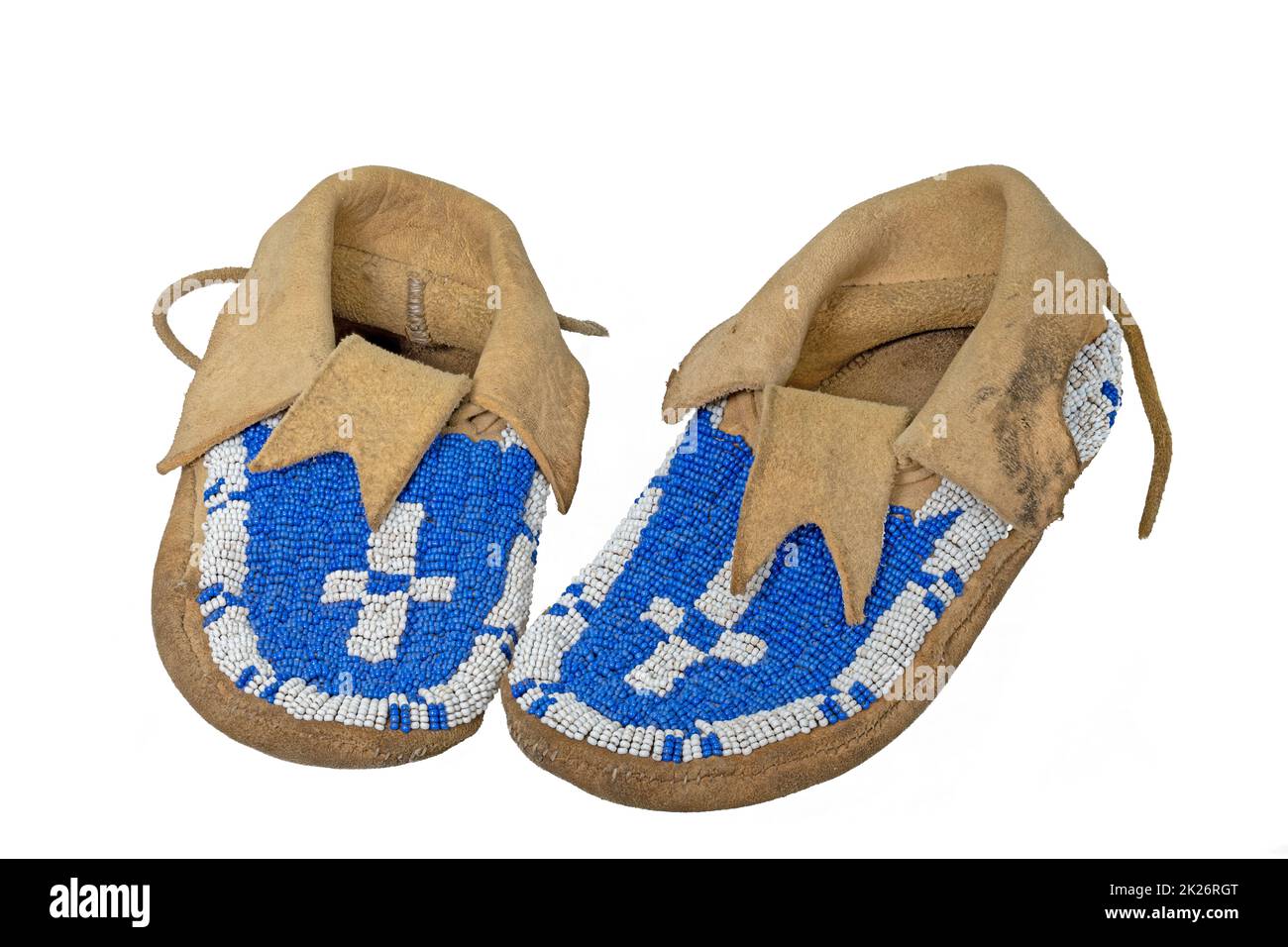 Mocassins brodés de perles des Indiens de l'Amérique du Nord Banque D'Images