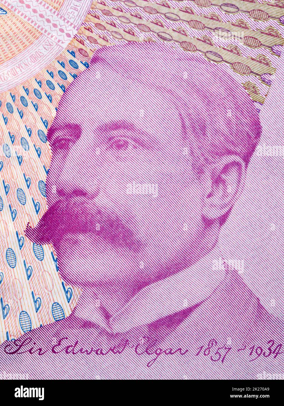 Edward Elgar un portrait de la vieille monnaie anglaise Banque D'Images