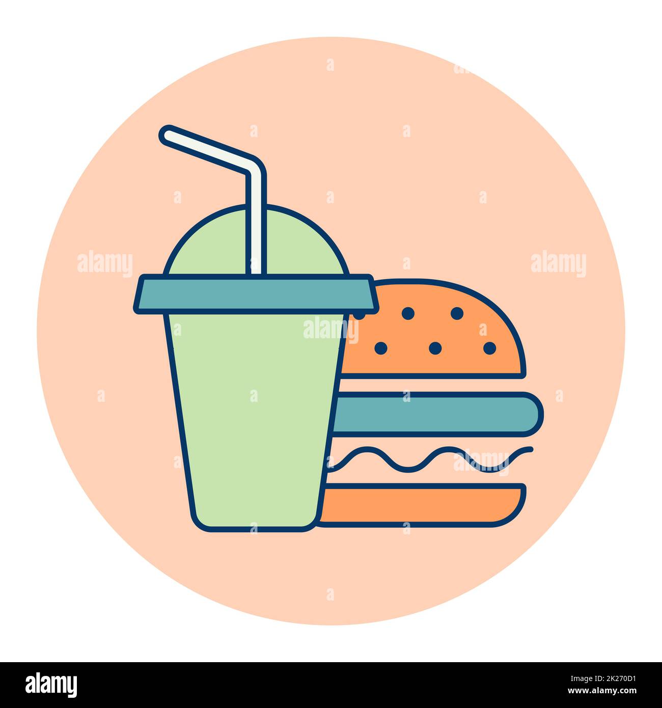 Hamburger avec icône représentant un vecteur de boisson non alcoolisée Banque D'Images