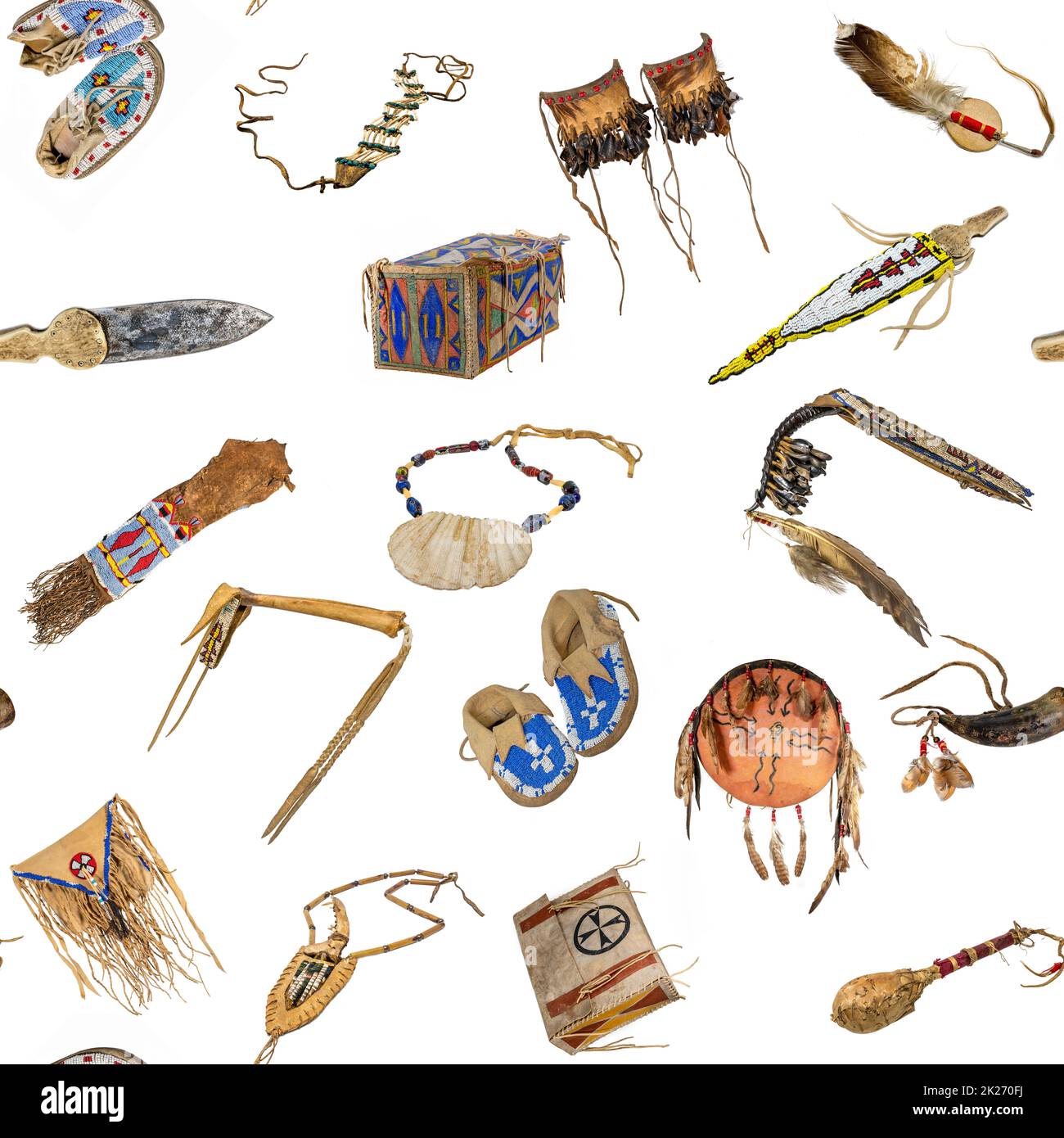 Texture faite à partir d'images d'éléments appartenant aux Sioux des Indiens d'Amérique du Nord Banque D'Images