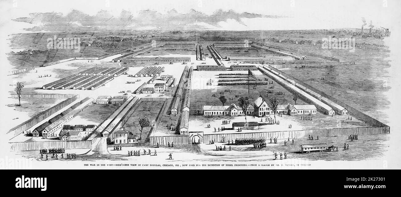 La guerre dans l'Ouest vue d'ensemble de Camp Douglas, Chicago