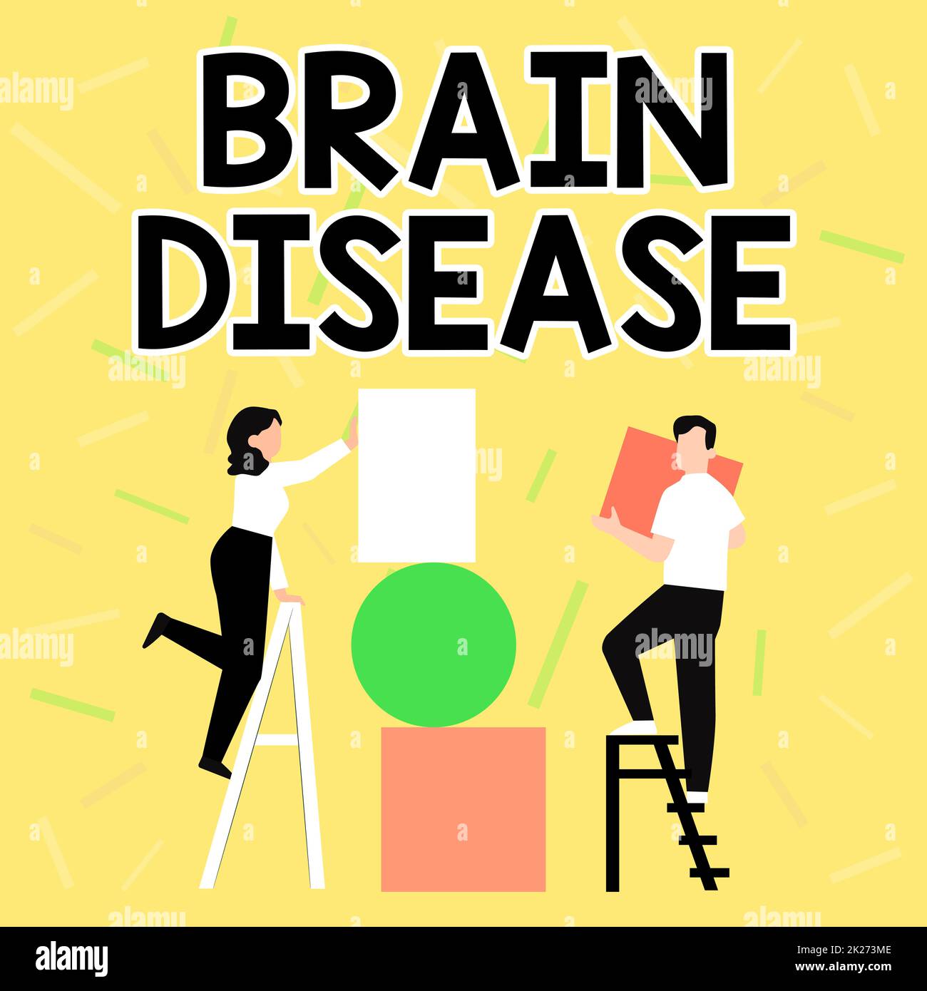 Signe textuel montrant la maladie du cerveau. Internet concept un désordre neurologique qui détériore le système s est nerfs couple dessin en utilisant l'échelle placer de grands cadres d'image vides à Un mur. Banque D'Images