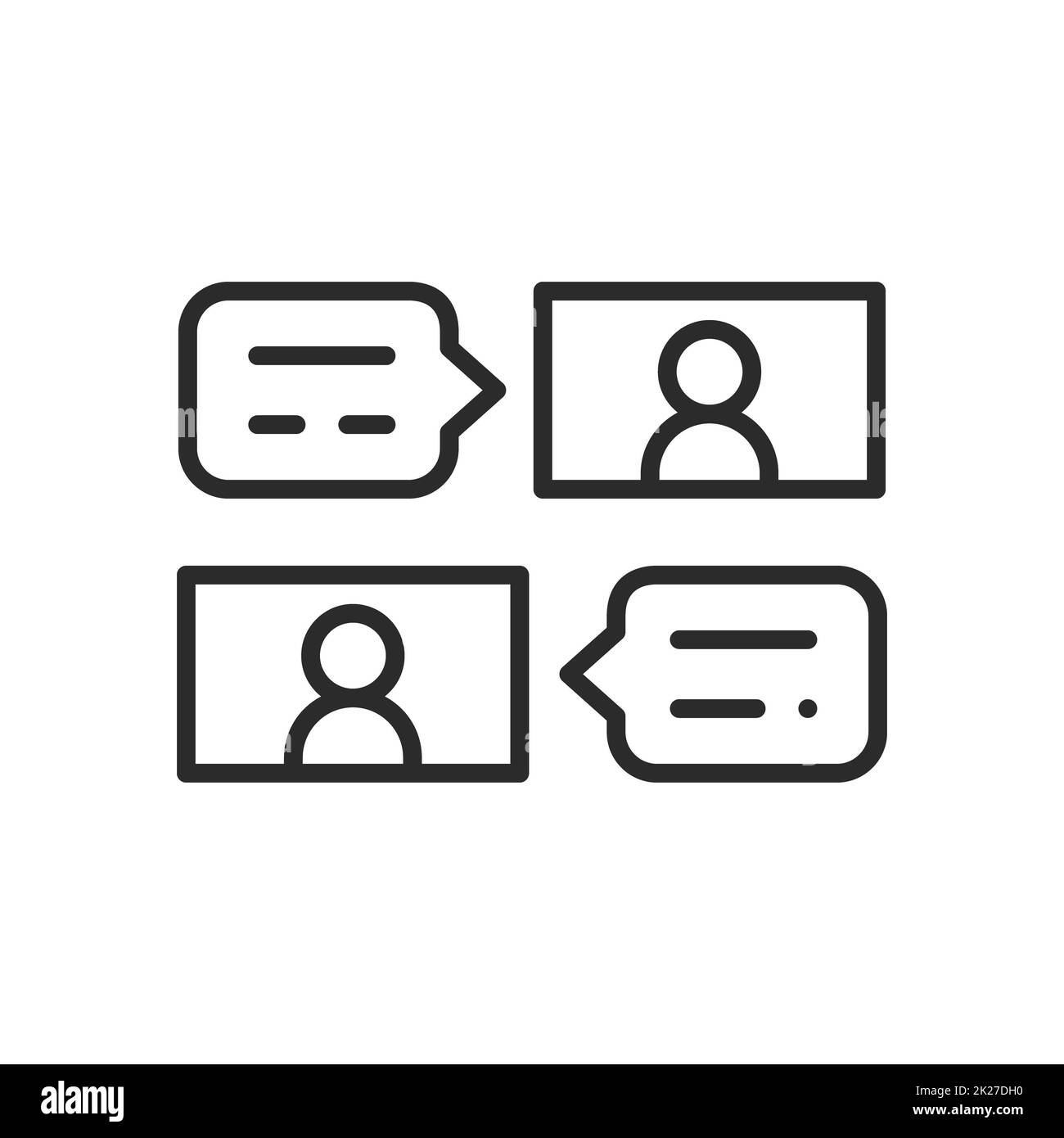 icône de ligne relative à la réunion en ligne Banque D'Images