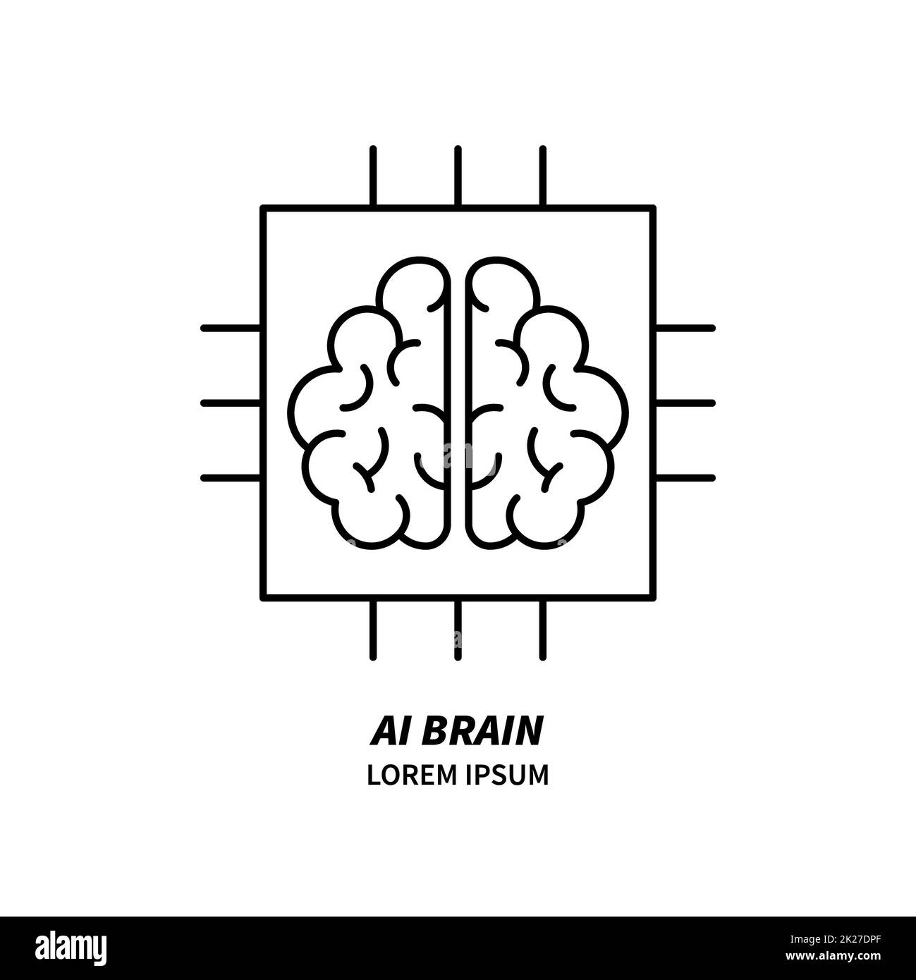 Icône de la ligne d'apprentissage de l'intelligence artificielle et de la machine Banque D'Images