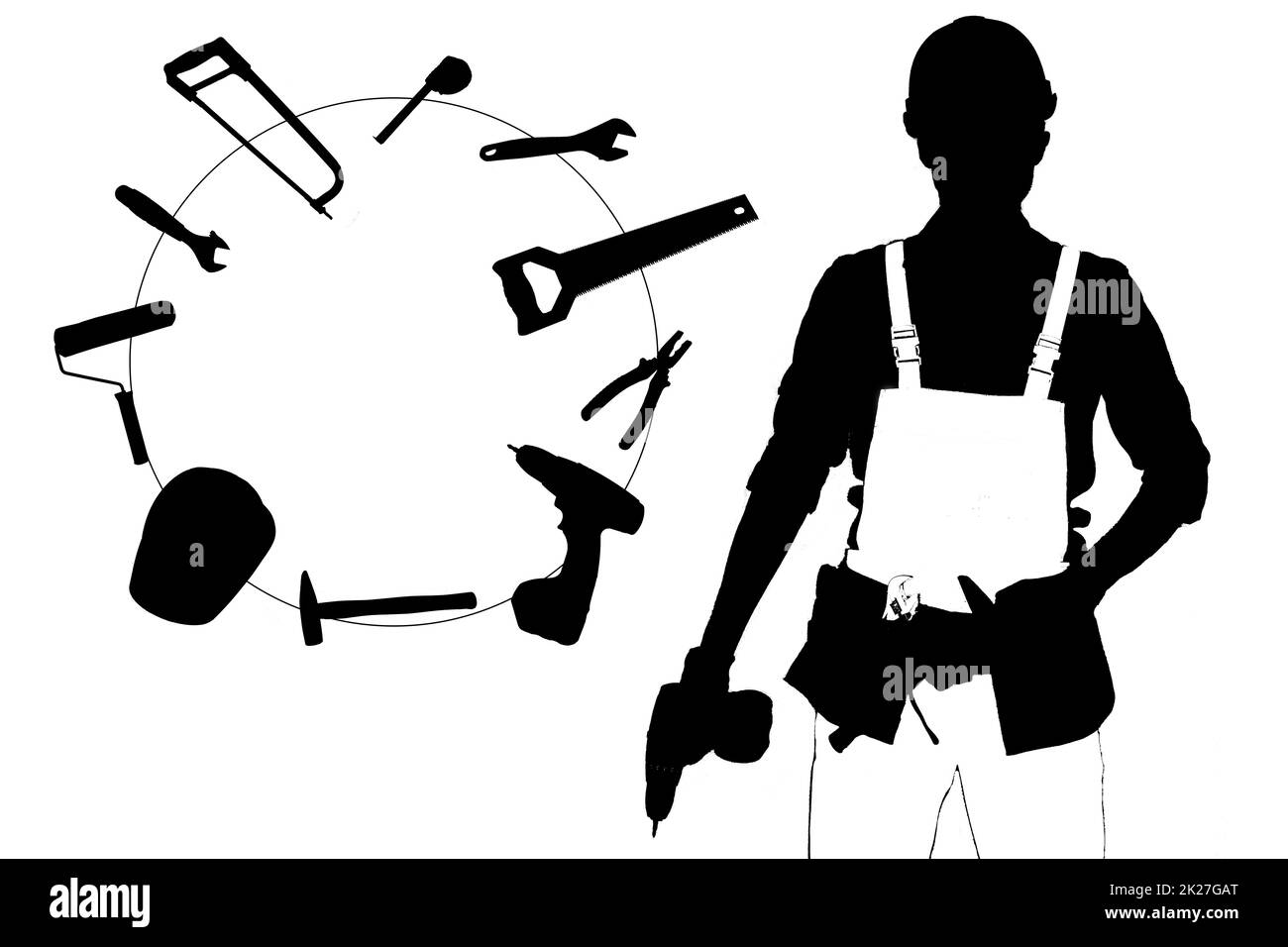 Image de male construction worker over white background Banque D'Images