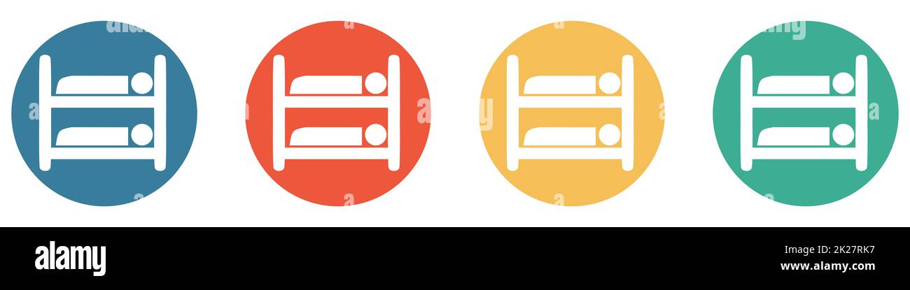 Bannière colorée avec 4 boutons : lits superposés Banque D'Images