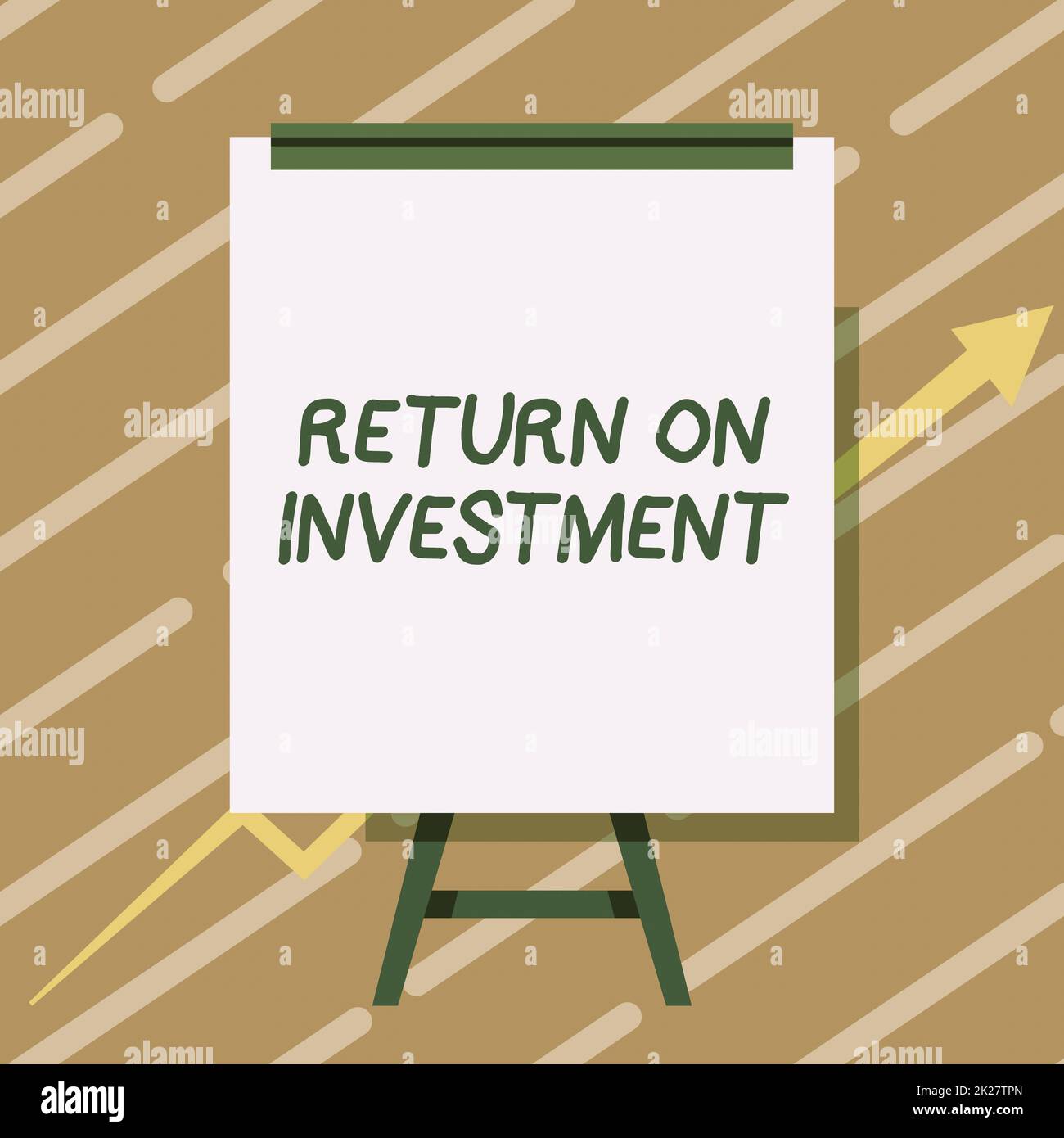 Texte montrant inspiration Retour sur investissement. Mot pour passer en revue un rapport financier ou une analyse de risque de placement Tableau blanc dessin avec flèche aller vers le haut Présentation graphique de croissance. Banque D'Images