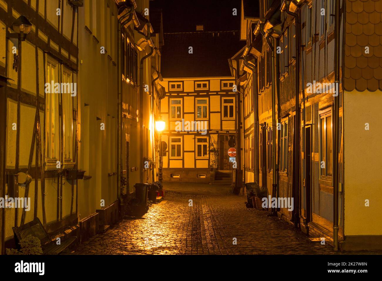 Witzenhausen dans la vallée de la Werra en Allemagne - de nuit Banque D'Images