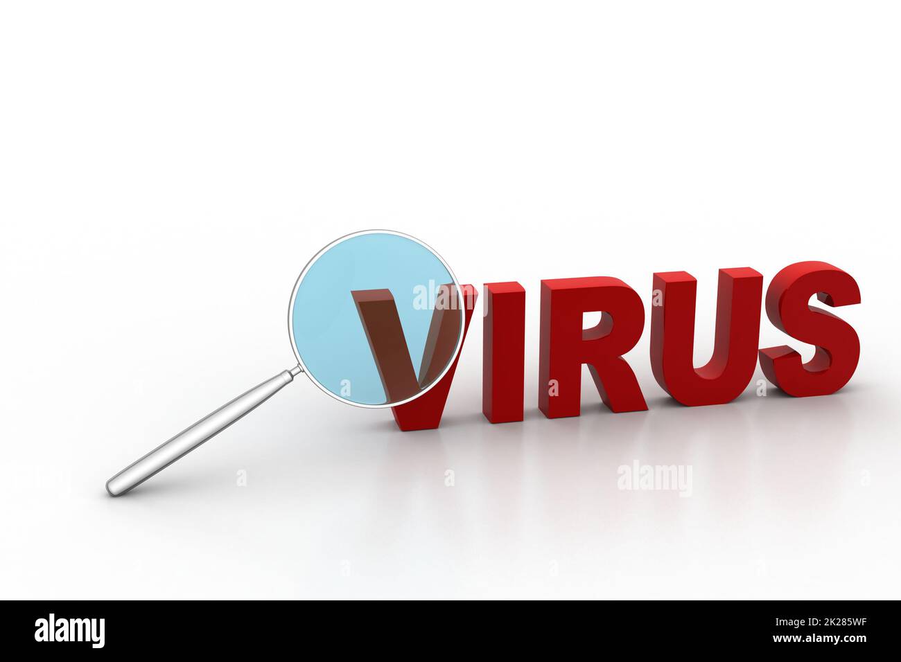 Recherche de texte de virus avec loupe Banque D'Images