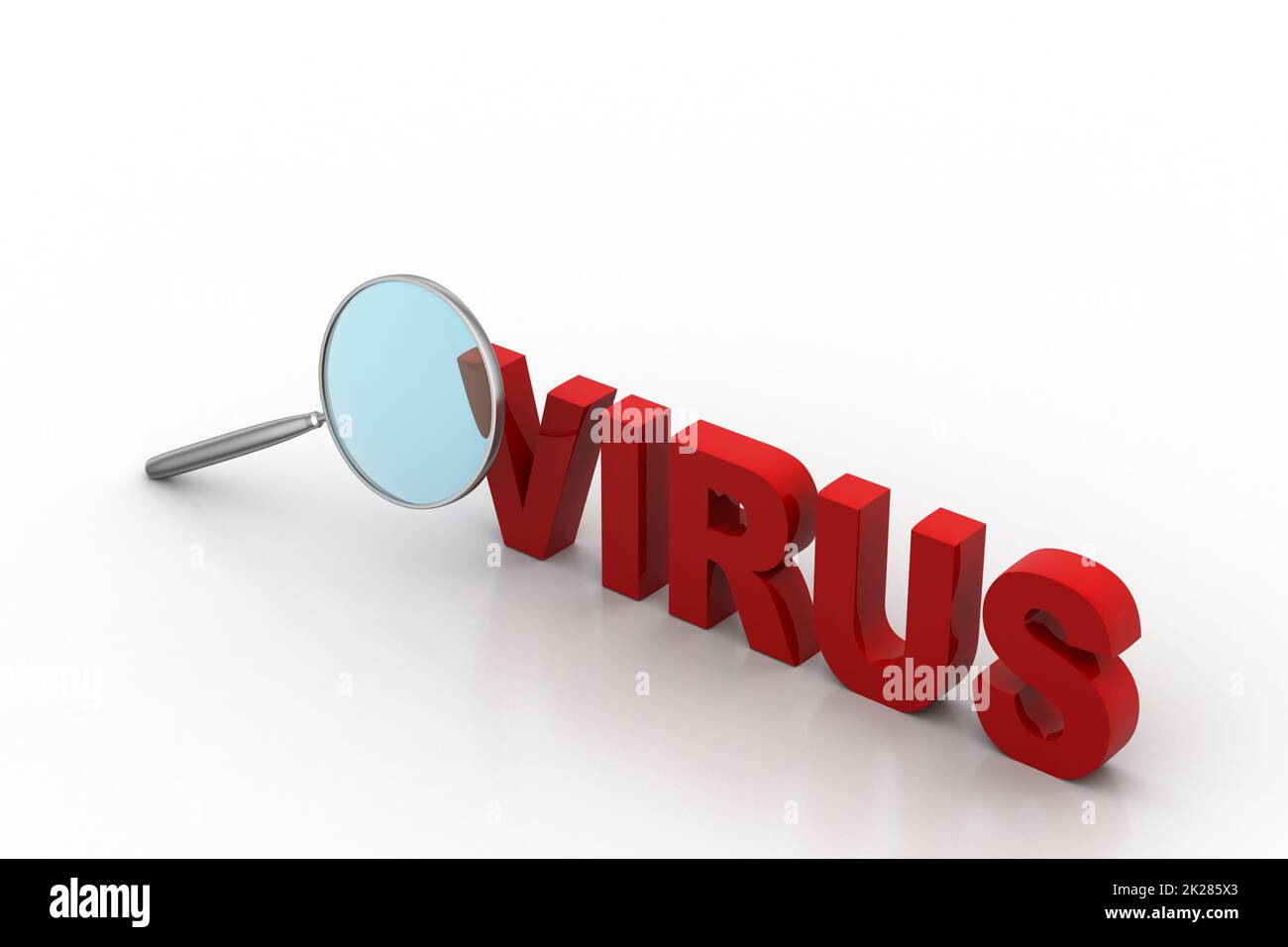 Recherche de texte de virus avec loupe Banque D'Images