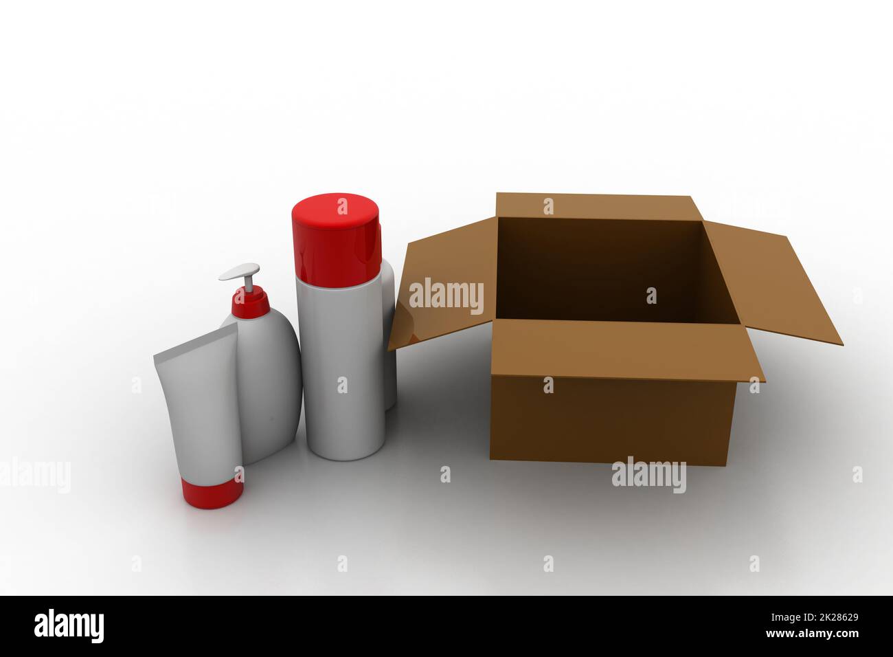 Récipients cosmétiques avec boîte Banque D'Images