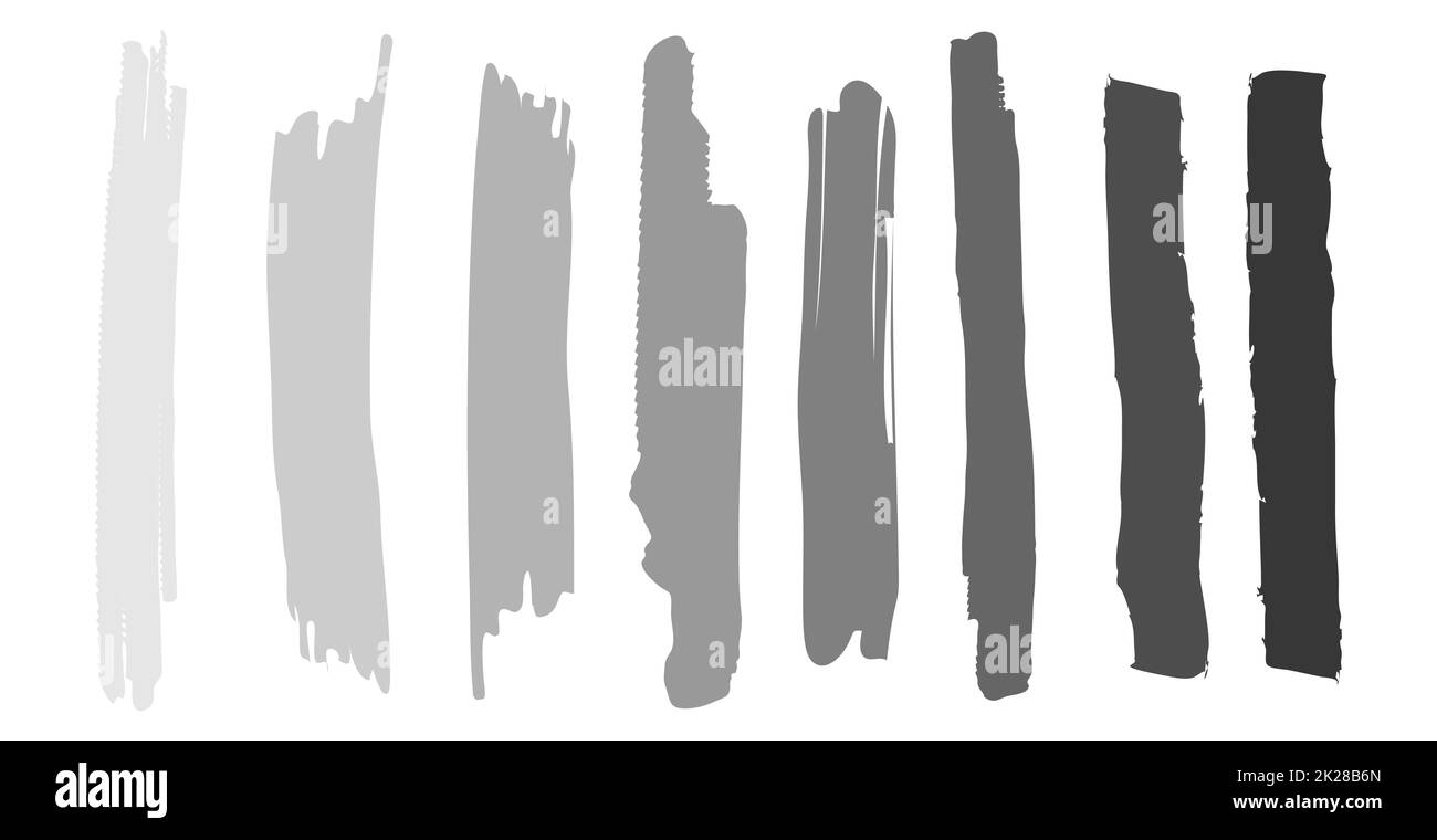 Différents traits de peinture noire sur fond blanc - vecteur Banque D'Images