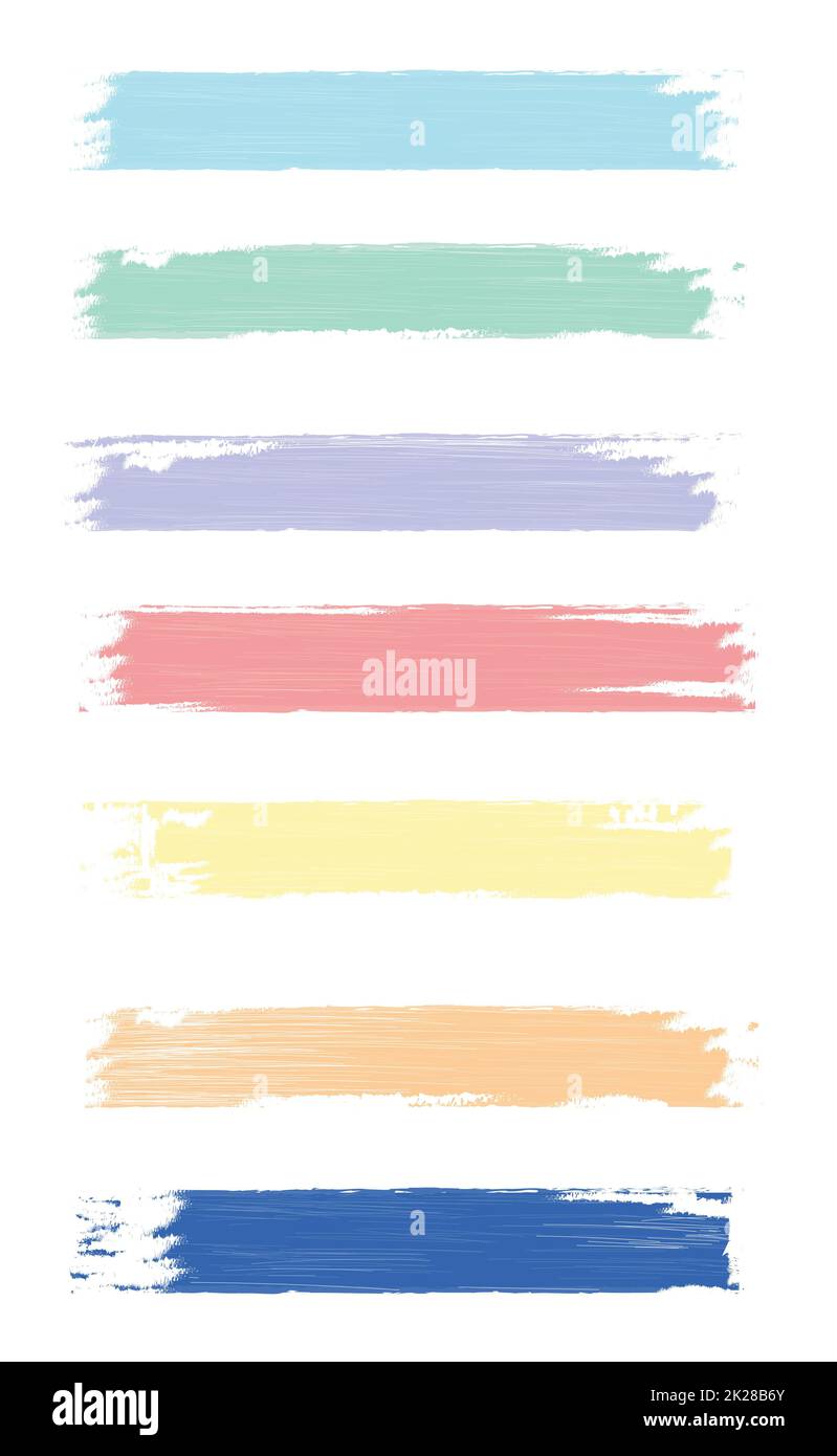 Divers traits de peinture de couleur sur fond blanc - vecteur Banque D'Images