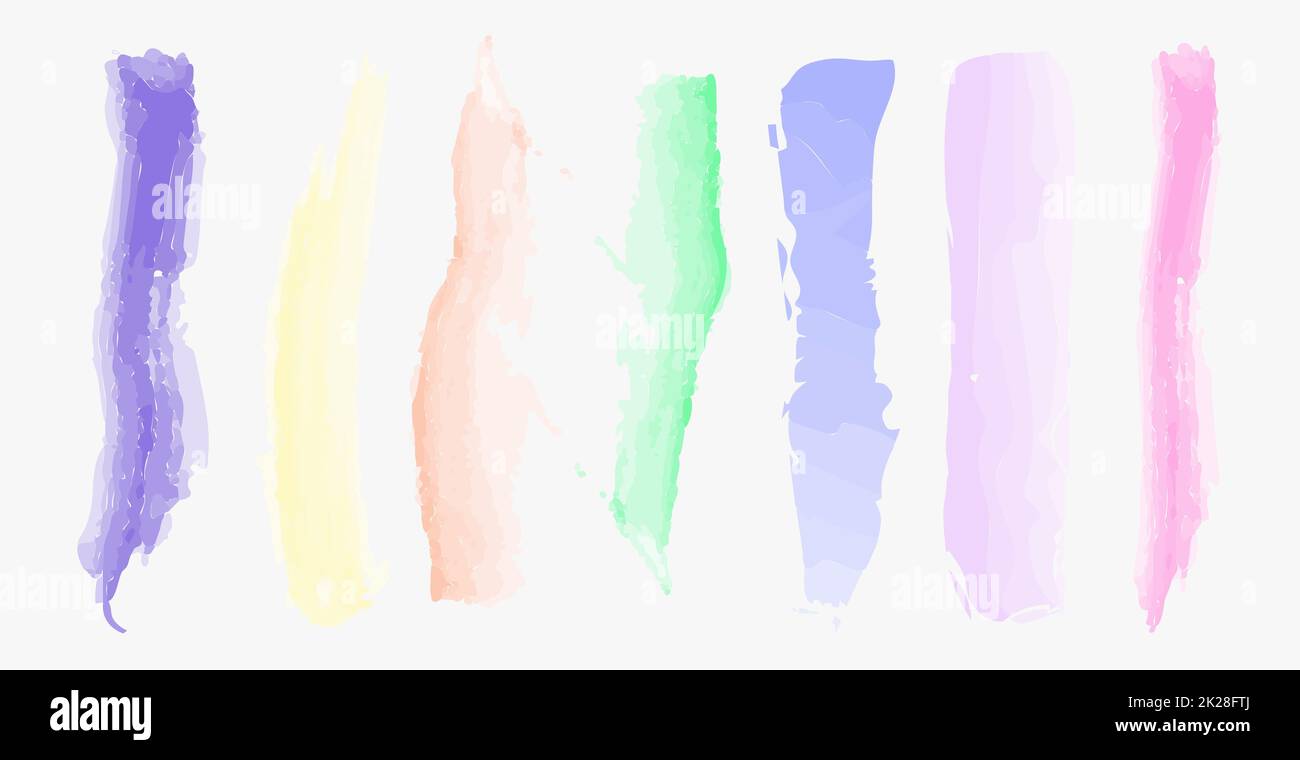 Divers traits de peinture de couleur sur fond blanc - vecteur Banque D'Images