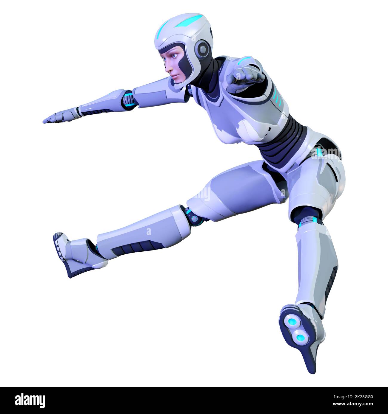 Le Rendu 3D Robot femelle on White Banque D'Images