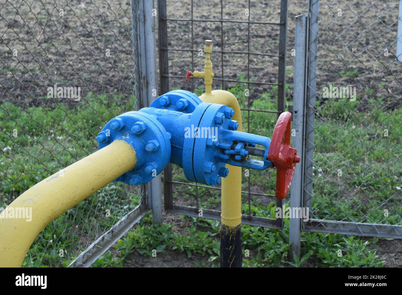 Le loquet situé sur le pipeline de gaz métro Banque D'Images