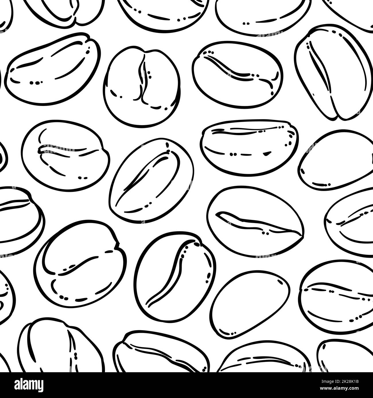 motif vectoriel de grains de café sur fond blanc Banque D'Images