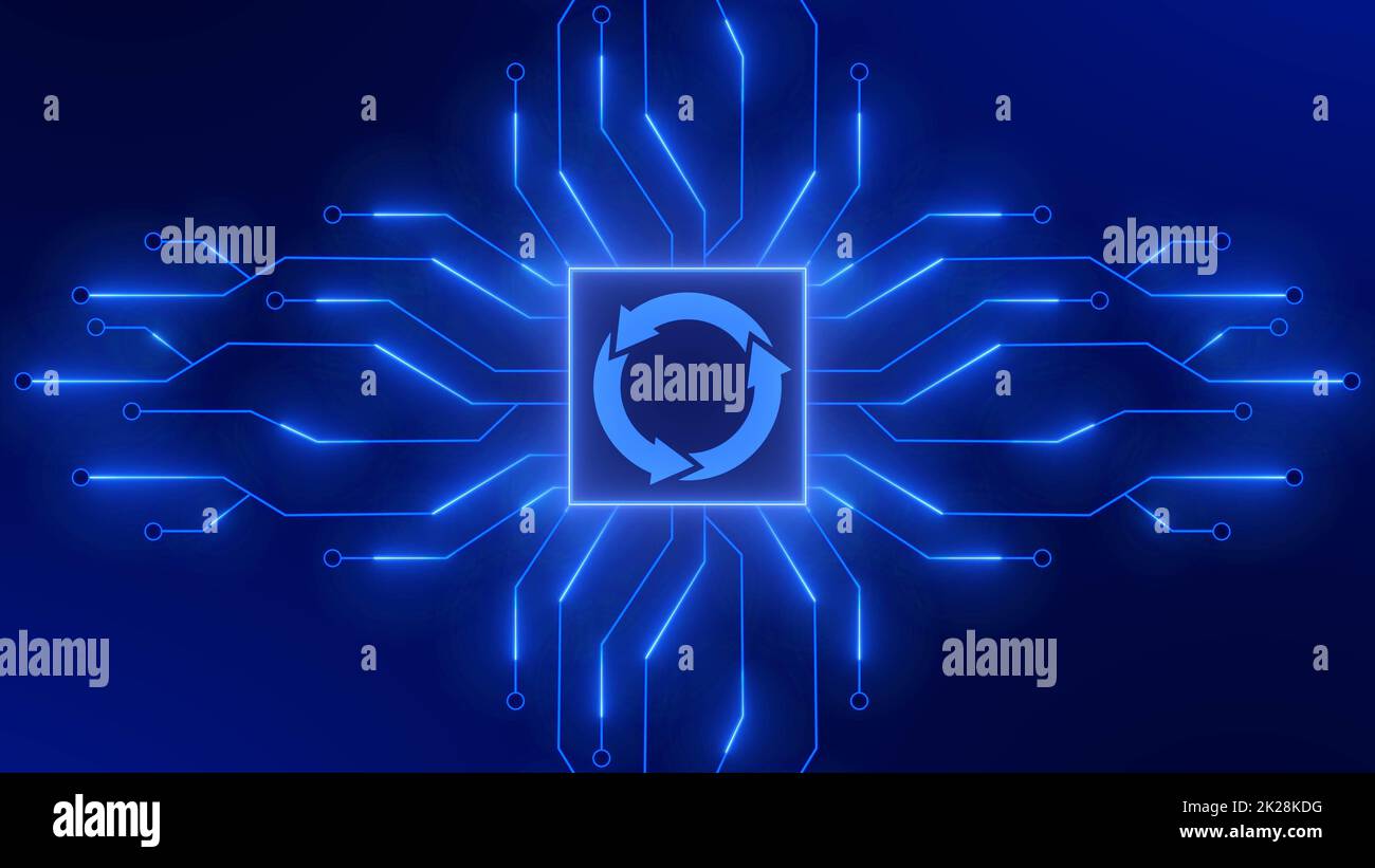 Technologie de circuit numérique futuriste - mise à jour du cadre de connexion entre les lignes de connexion d'informations Banque D'Images