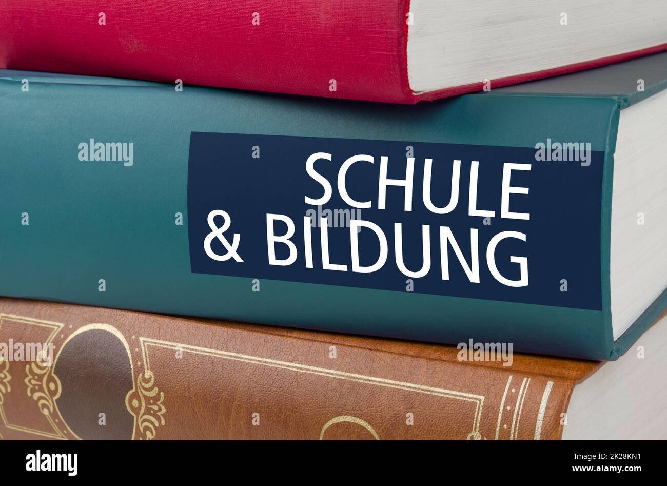 Un livre avec le titre School and Education écrit sur la colonne vertébrale - Schule und Bildung (allemand) Banque D'Images