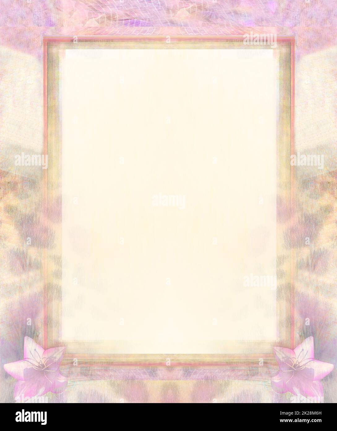 Cadre vintage pour des félicitations avec de belles fleurs roses et l'imprimé léopard Banque D'Images