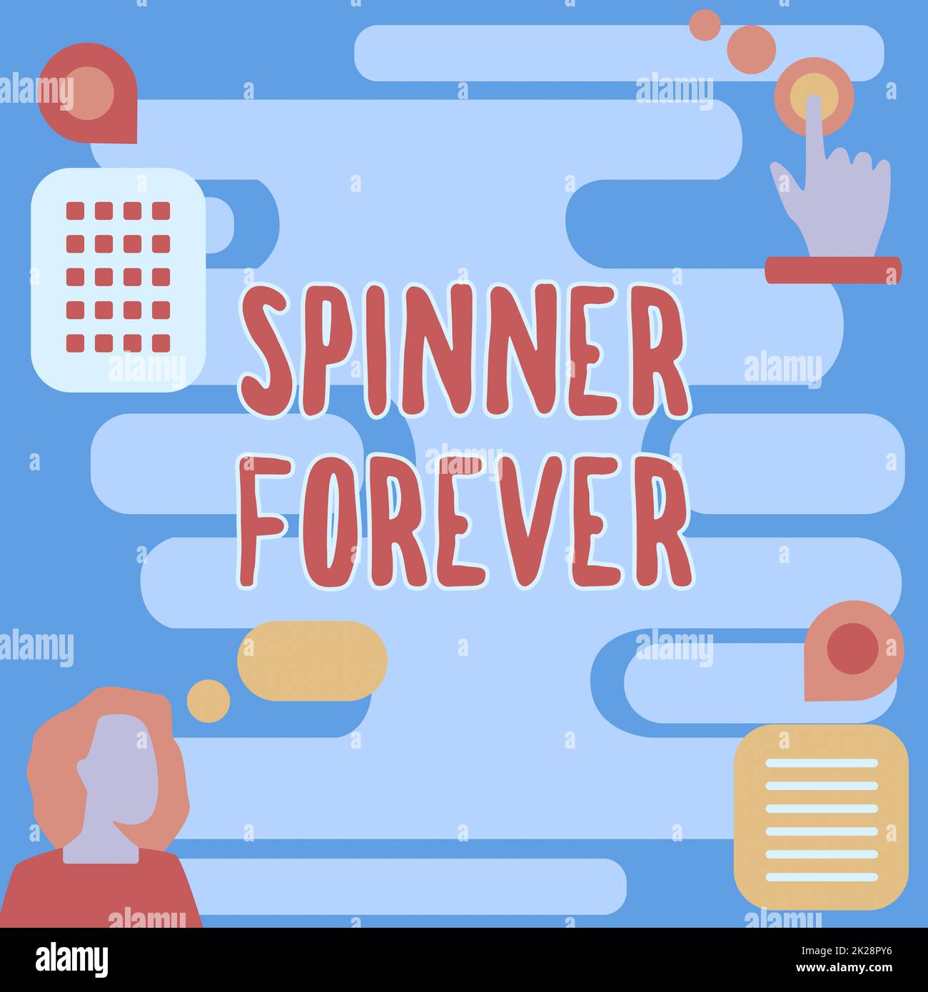 Légende conceptuelle Spinner pour toujours. Photo conceptuelle stress soulaever pour montrer qui ont tendance à figget Flat top femme pensée innovante leader des idées vers un avenir stable. Banque D'Images