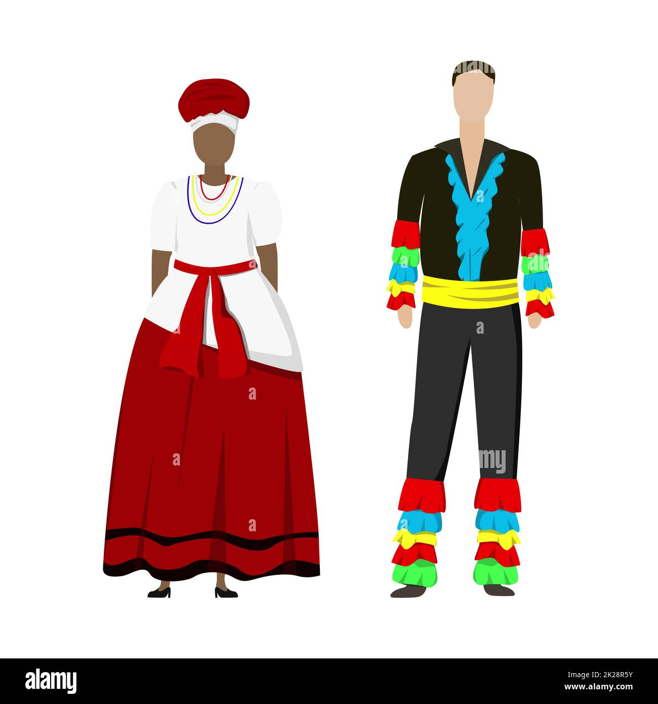 Fille et homme en costumes de fête nationaux folkloriques espagnols - Vector Banque D'Images