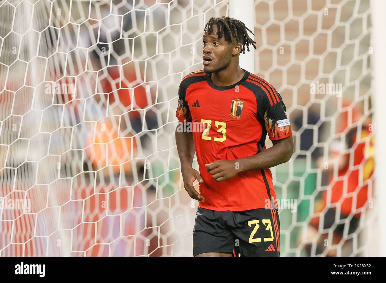 Bruxelles, Belgique, le 22 septembre 2022, Michy Batshuayi, de Belgique, célèbre après avoir obtenu son score lors d'un match de football entre l'équipe nationale belge les Red Devils et le pays de Galles, le jeudi 22 septembre 2022 à Bruxelles, le jeu 5 (sur six) dans la Ligue des Nations A, stade de groupe. BELGA PHOTO BRUNO FAHY Banque D'Images