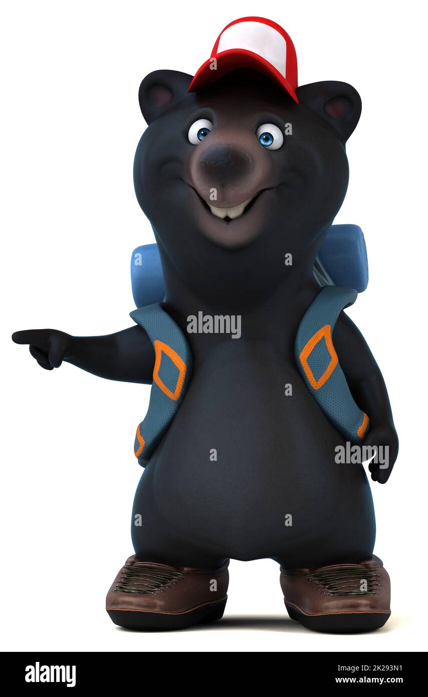 Ours 3D cartoon character backpacker Banque D'Images