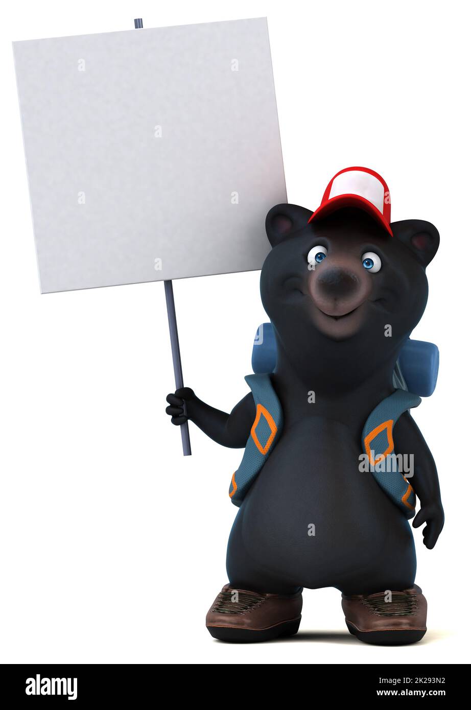 Ours 3D cartoon character backpacker Banque D'Images