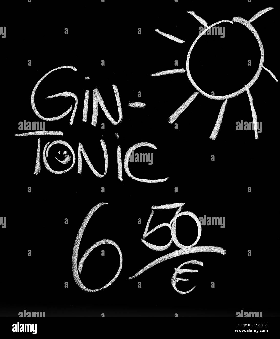 Panneau publicitaire pour gin et tonique, à 6,50 euros la pièce. Banque D'Images