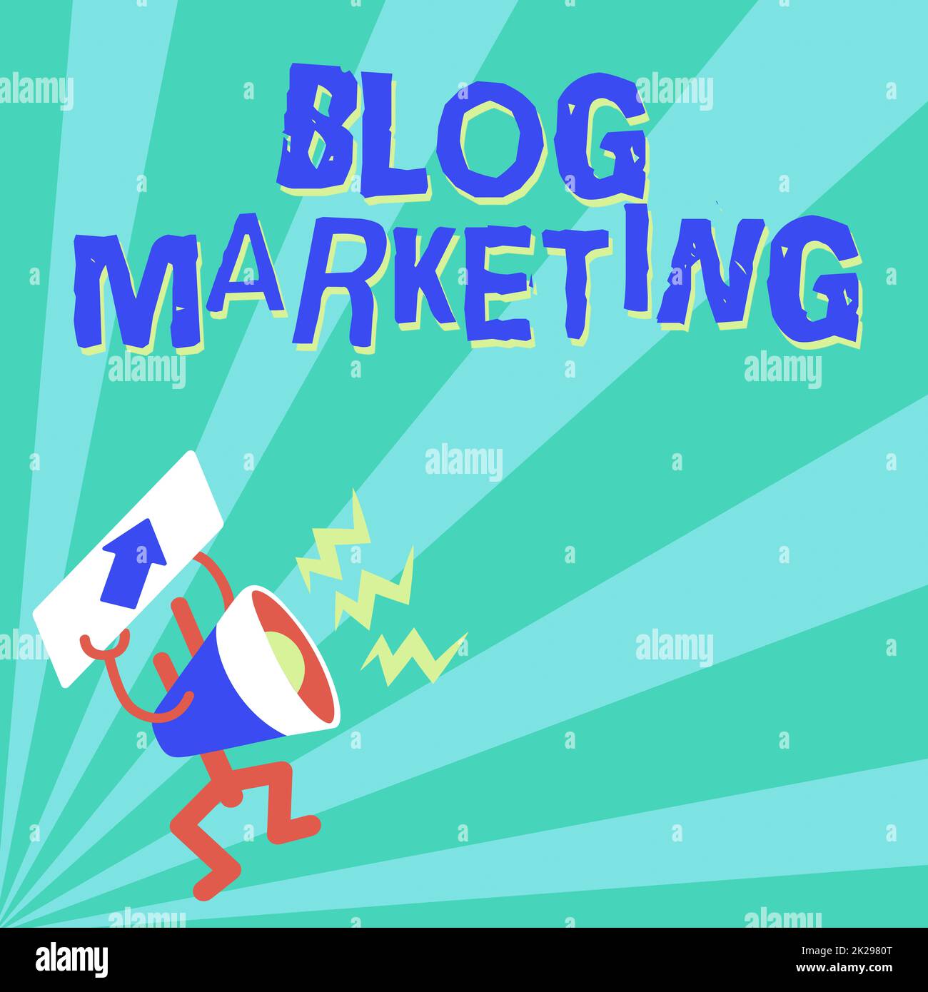 Texte montrant inspiration Blog Marketing. Internet concept tout processus qui publie ou annonce un site Web via blog Megaphone Afficher un message important présentant un rapport détaillé Banque D'Images