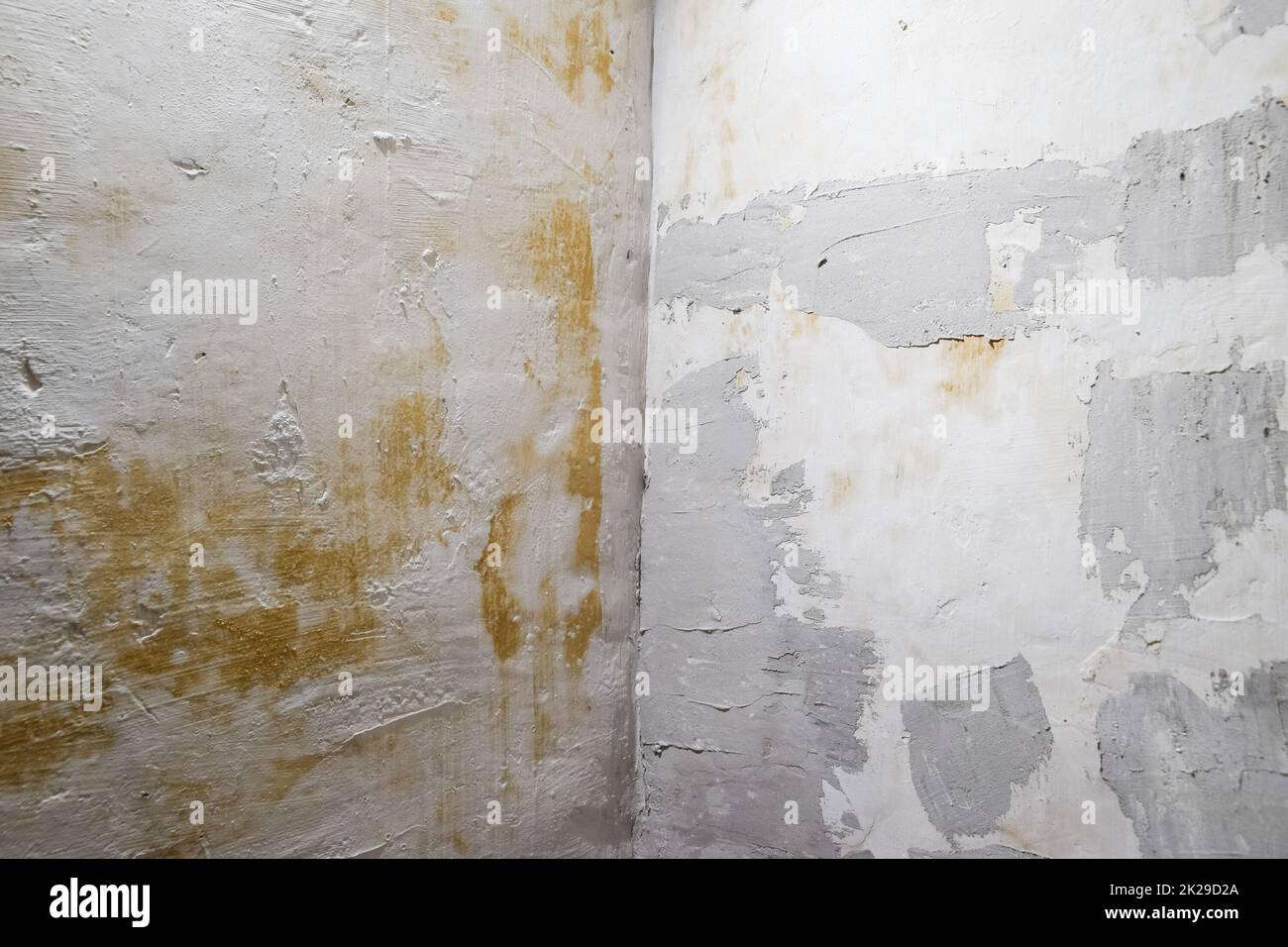 Texture d'arrière-plan, mur pendant la rénovation, peinture à la pâte et blanchissage à la chaux. Banque D'Images
