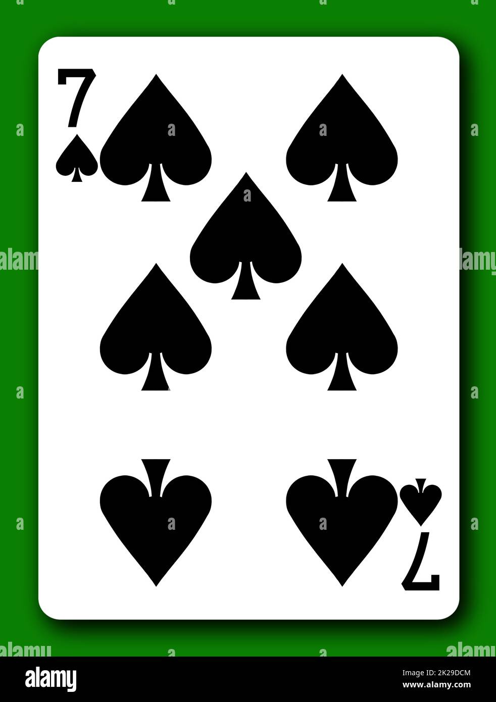 7 sept de Spades carte à jouer avec le chemin d'écrêtage pour enlever l'arrière-plan et l'ombre 3D illustration Banque D'Images