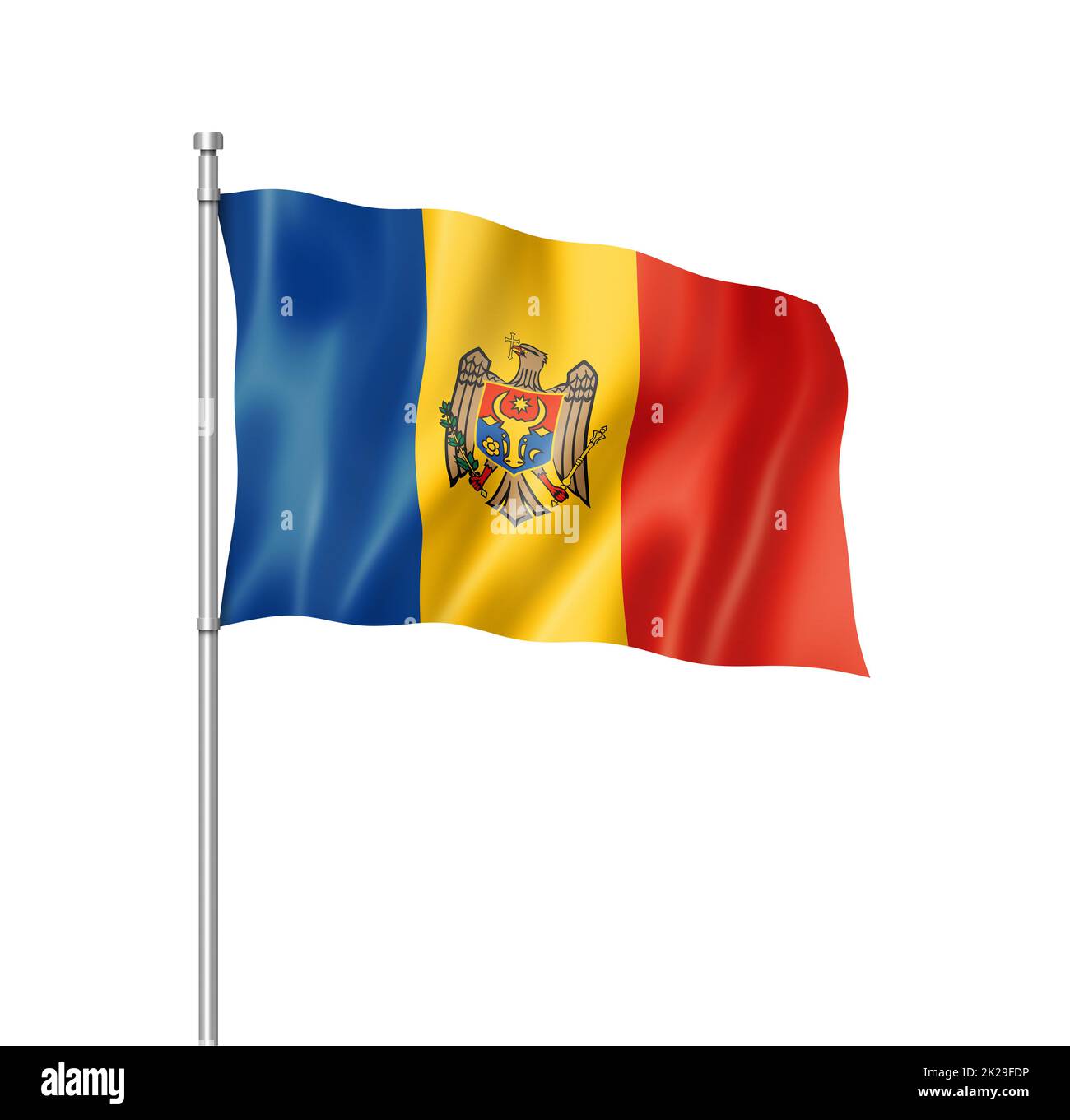Drapeau de Moldavie isolé sur blanc Banque D'Images