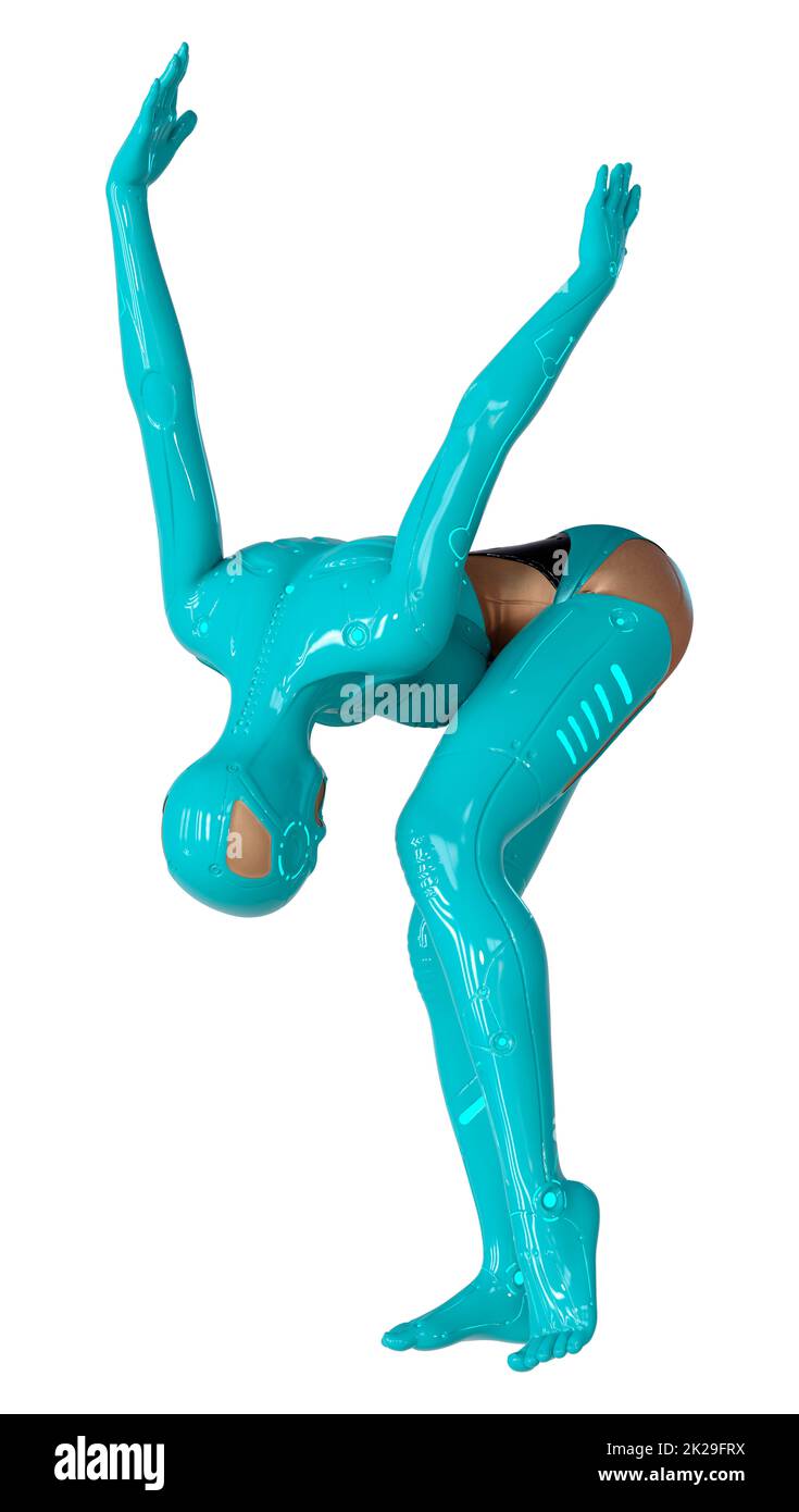 Le Rendu 3D Robot femelle on White Banque D'Images