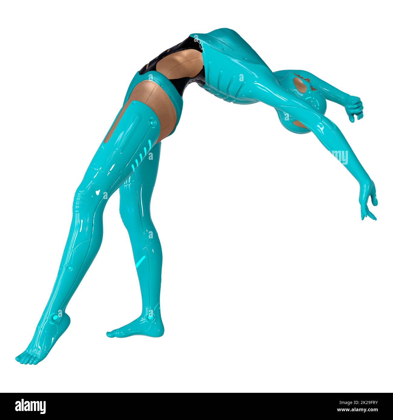 Le Rendu 3D Robot femelle on White Banque D'Images