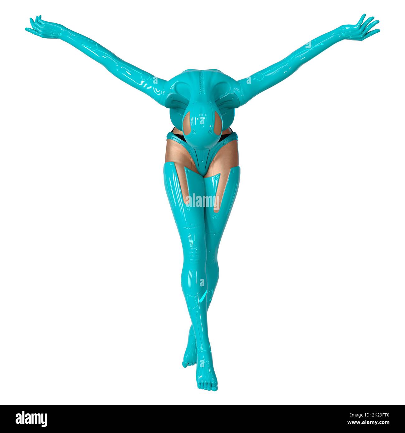 Le Rendu 3D Robot femelle on White Banque D'Images