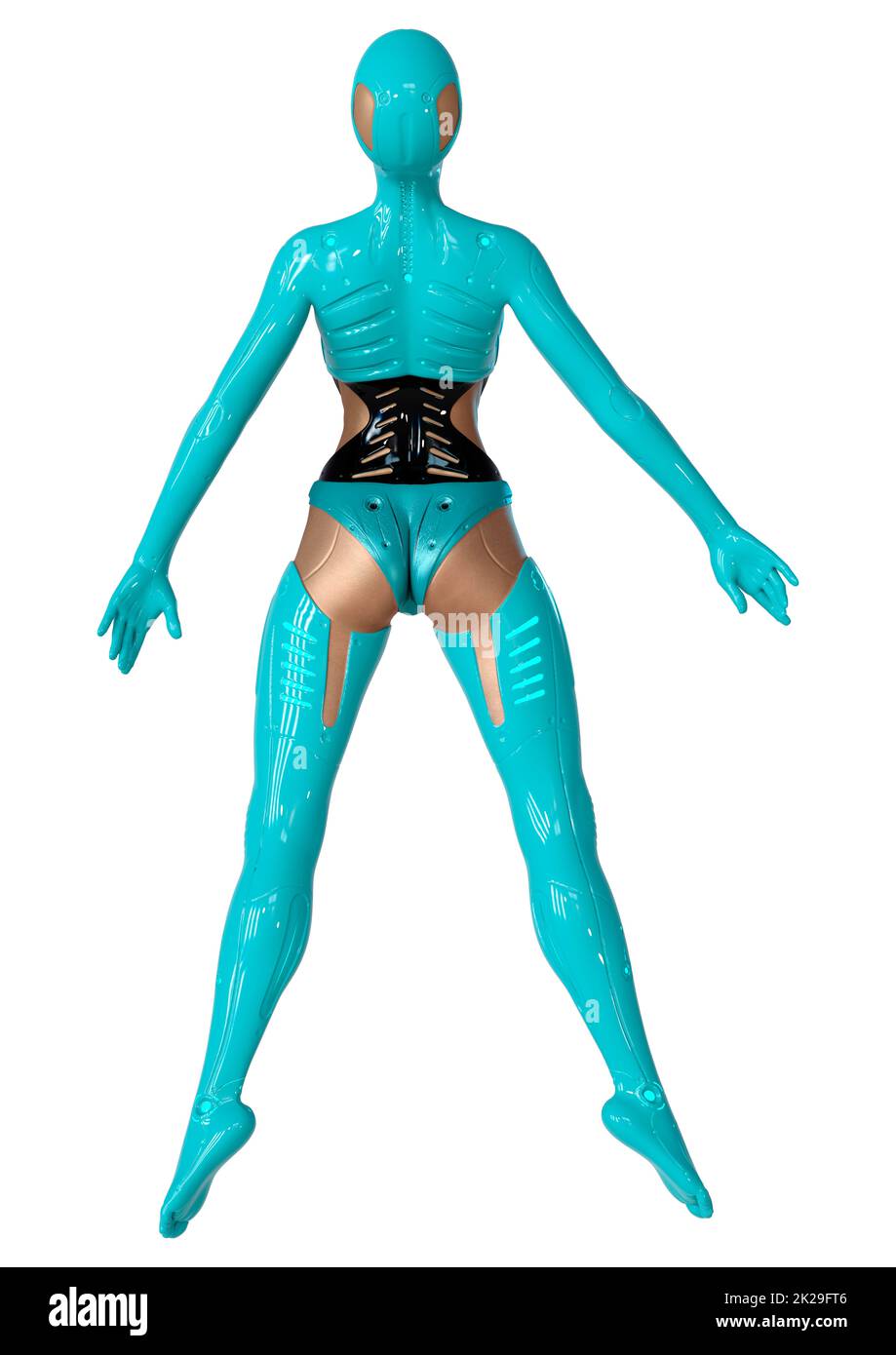 Le Rendu 3D Robot femelle on White Banque D'Images