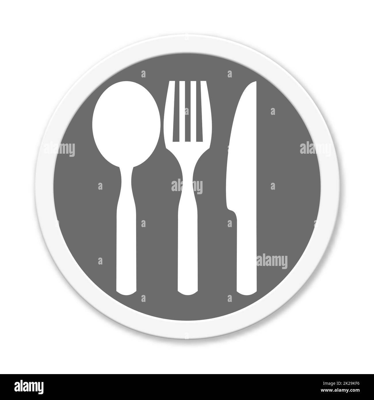Bouton gris avec cadre blanc : restaurant, cuisine ou menu Banque D'Images