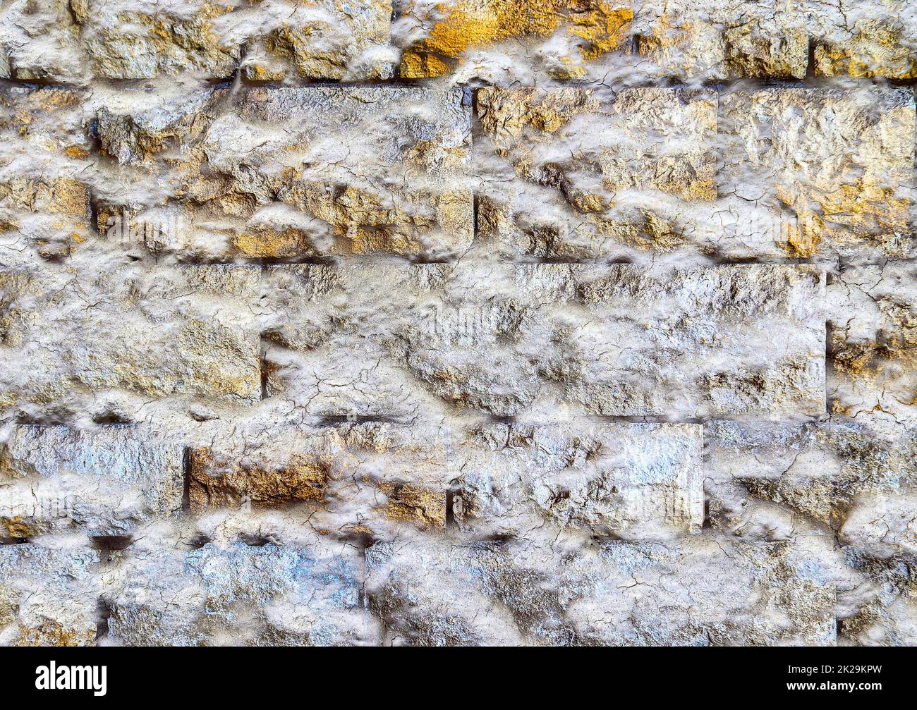 Vue détaillée de près sur des murs de briques très anciens et abîmés avec des fissures Banque D'Images