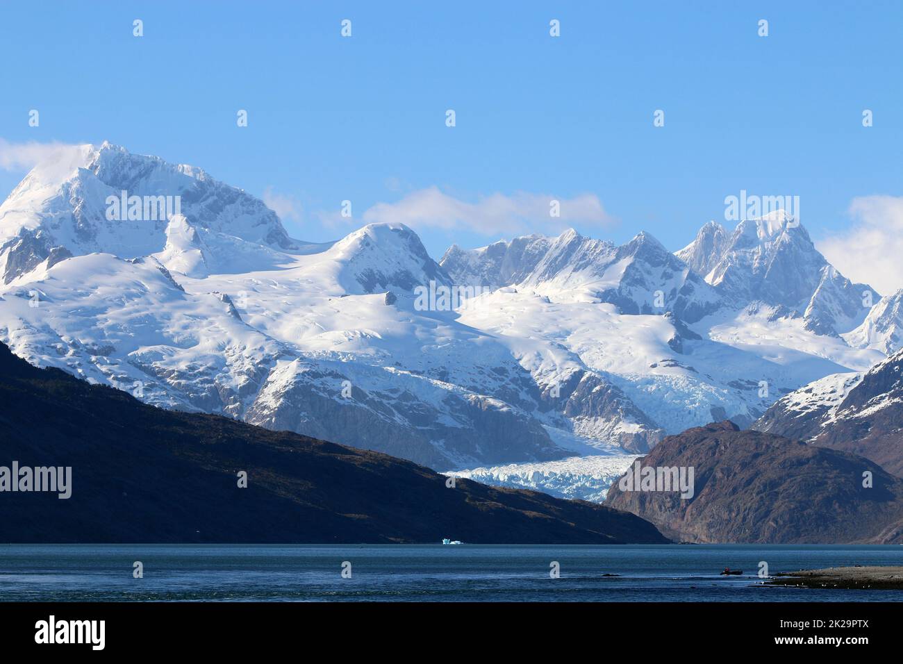 Baie d'Ainsworth et glacier Marinelli en Patagonie. Chili Banque D'Images