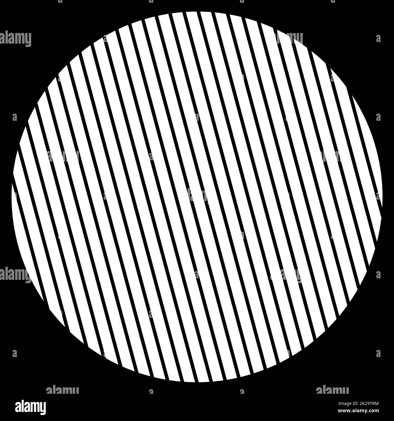 Cercle blanc avec rayures noires diagonales Banque D'Images