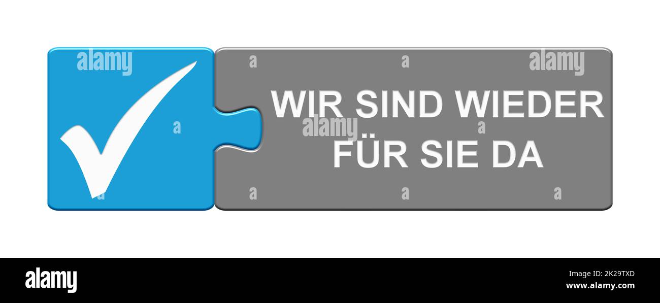 Puzzle bouton: Nous sommes là pour vous en allemand Banque D'Images