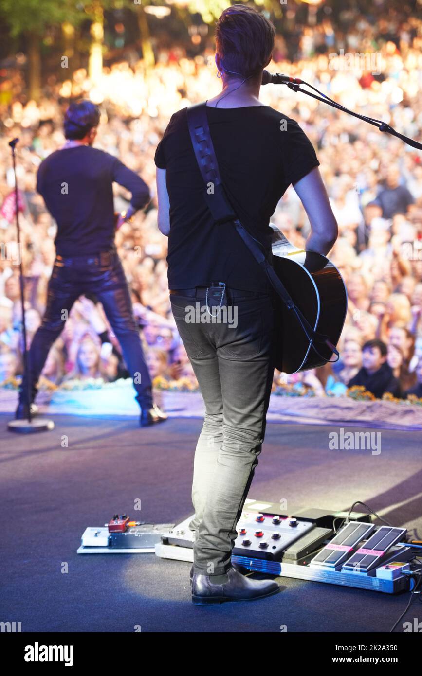 Profitez du festival de musique.Photo rognée d'une grande foule lors d'un concert de musique. Banque D'Images