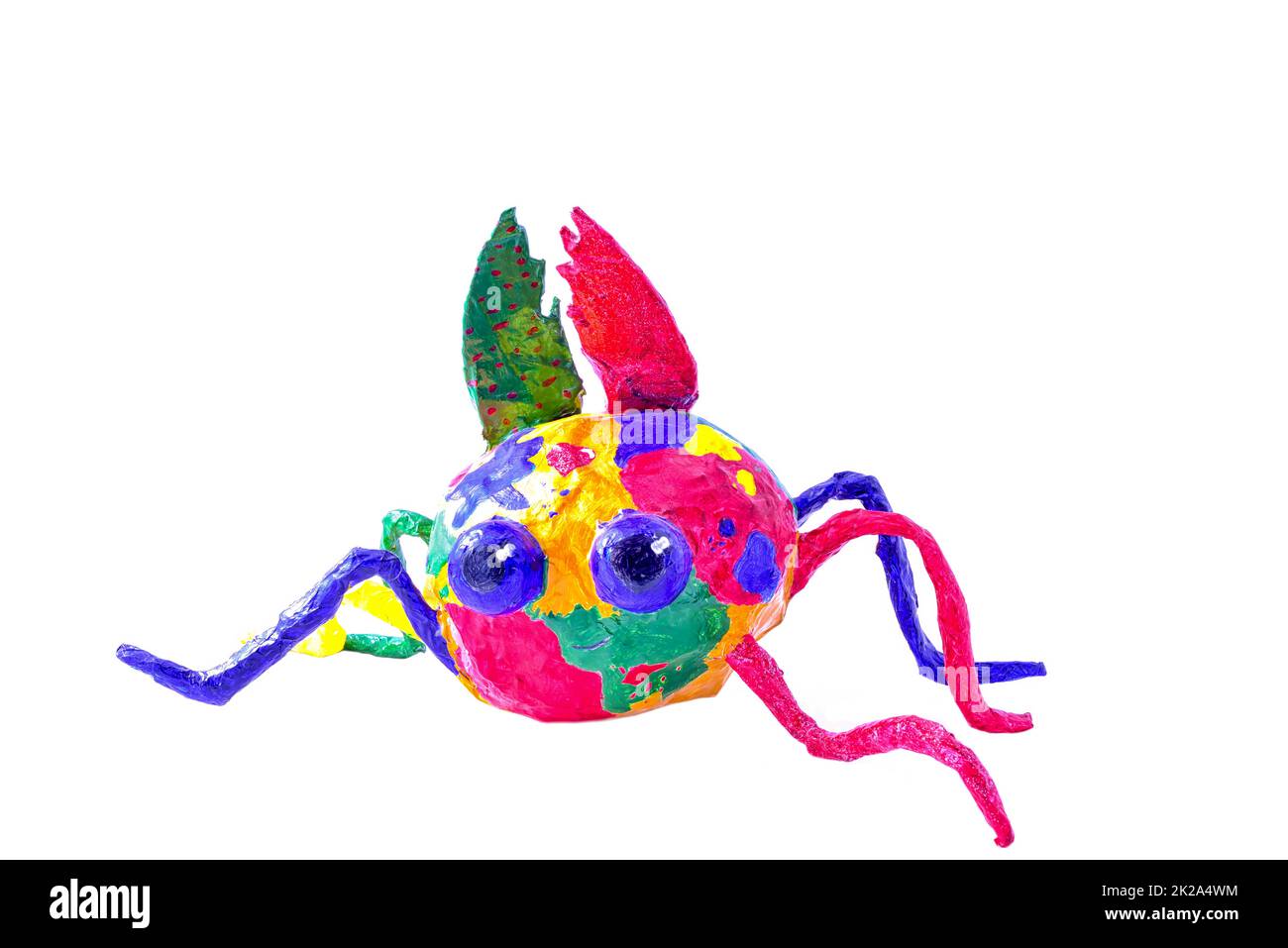 Figurine en forme de maché en papier, araignée colorée ornée en forme de maché en papier Banque D'Images