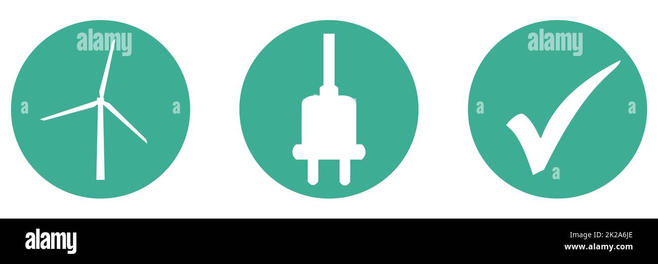 Bandeau de bouton vert : énergie éolienne Banque D'Images