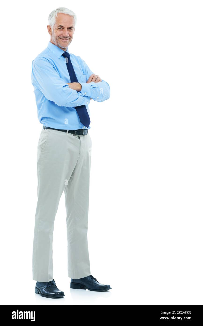 Le bon homme pour le PDG. Photo d'un homme d'affaires mûr sur fond blanc. Banque D'Images